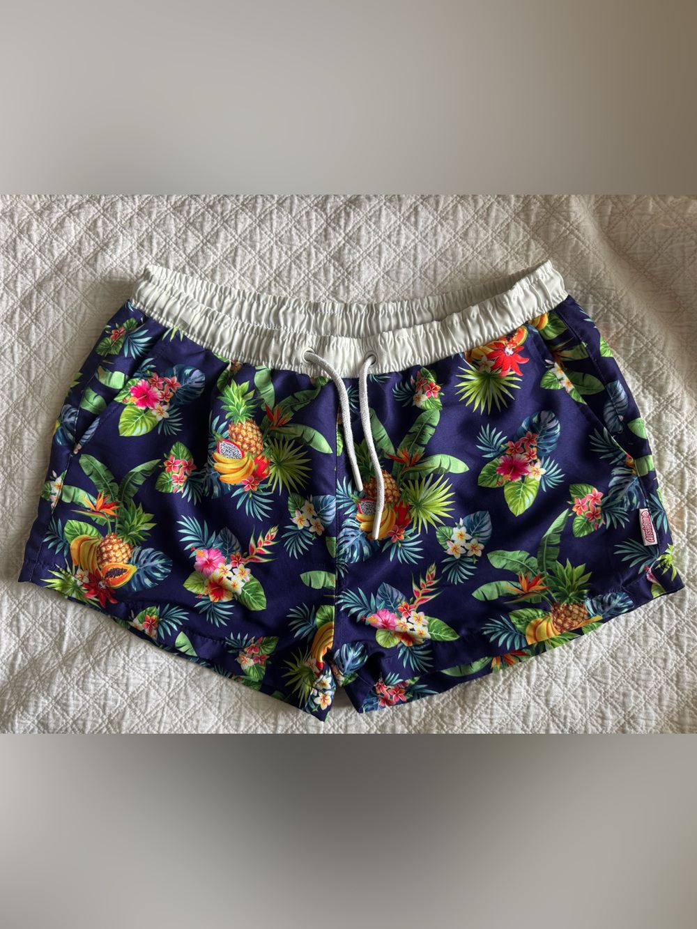 Aussie Bum Navy Tropical/Fruit Swim Shorts Sz M
